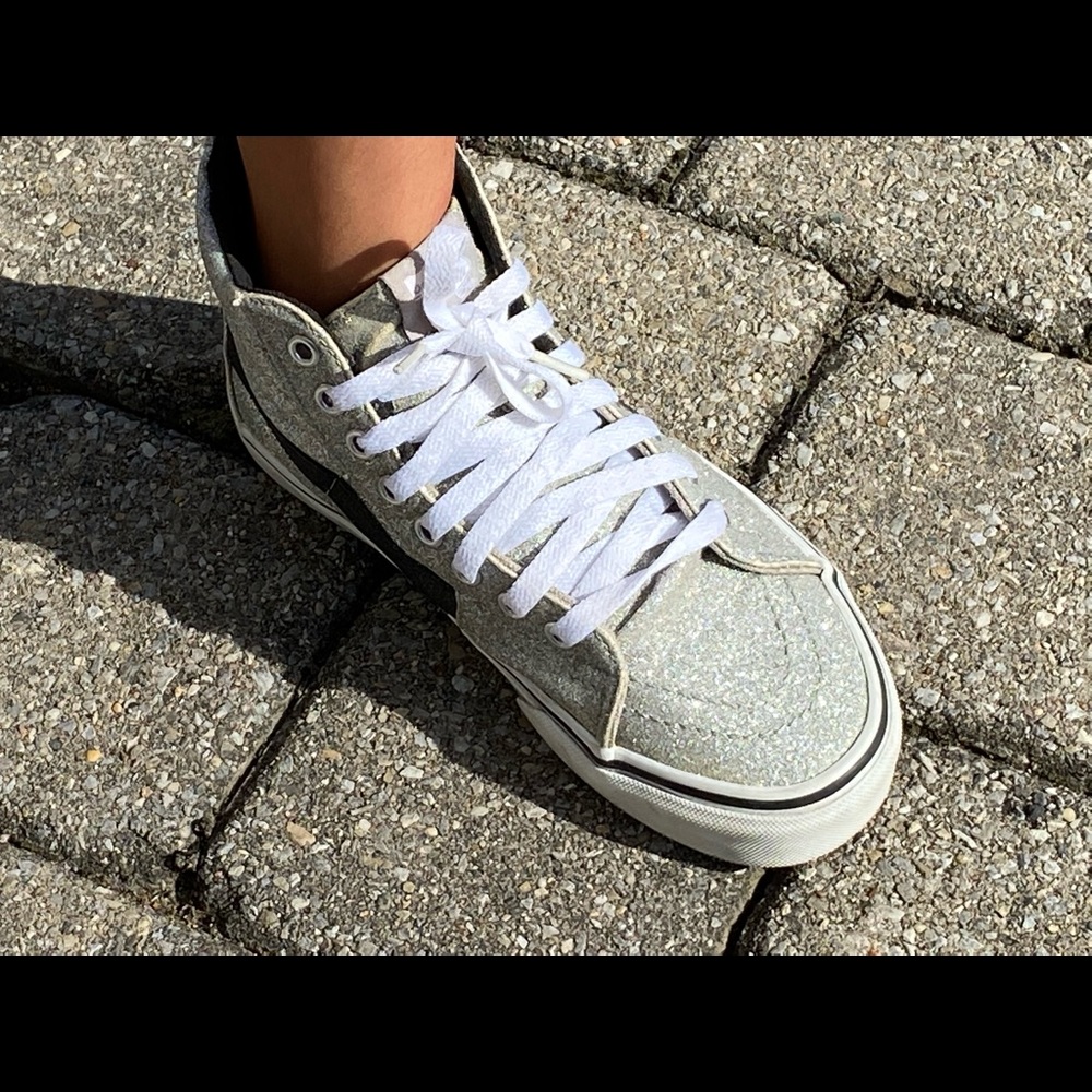 Vans sparkly silver beautiful hi top size 6.5 - Picture 9 of 11